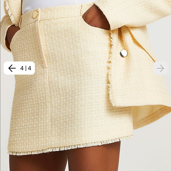 River Island Dresses & Skirts - River Island Yellow Boucle mini skirt Size 4
